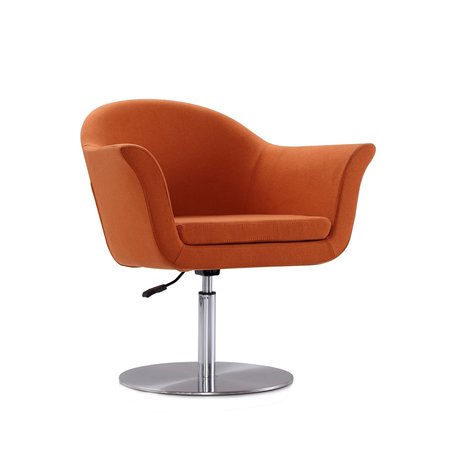 MANHATTAN COMFORT Voyager Swivel Adjustable Accent Chair in Orange and Brushed Metal AC051-OR